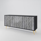 WAVES OF CONCRETE 3-Door Sideboard in Black Finish