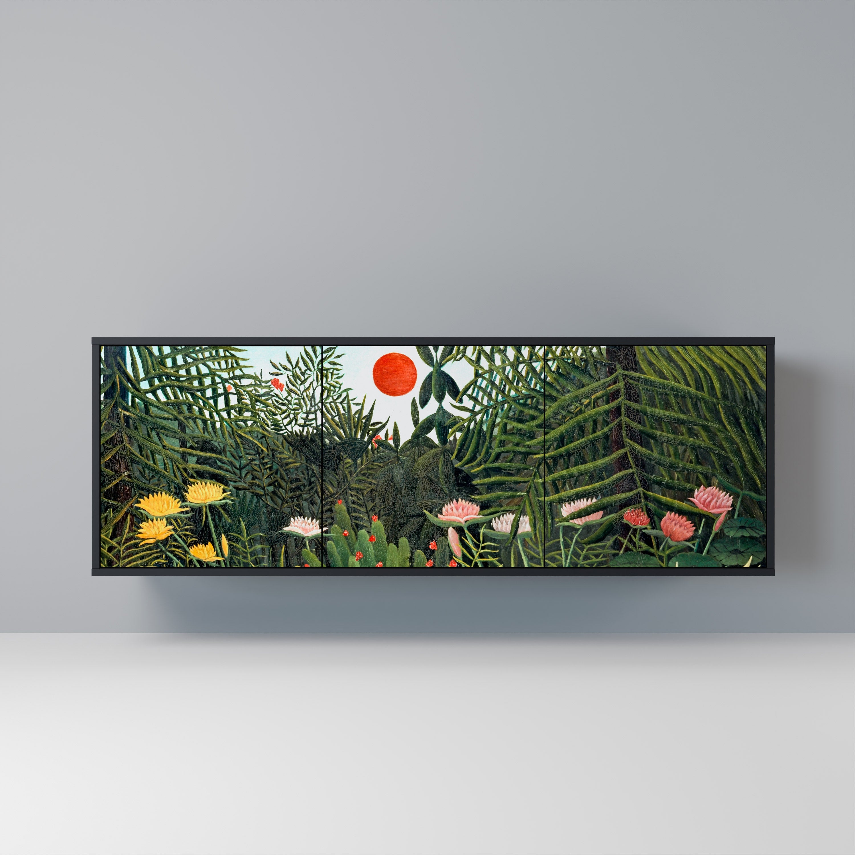 VIRGIN FOREST WITH SUNSET 3-Door Sideboard in Black Finish