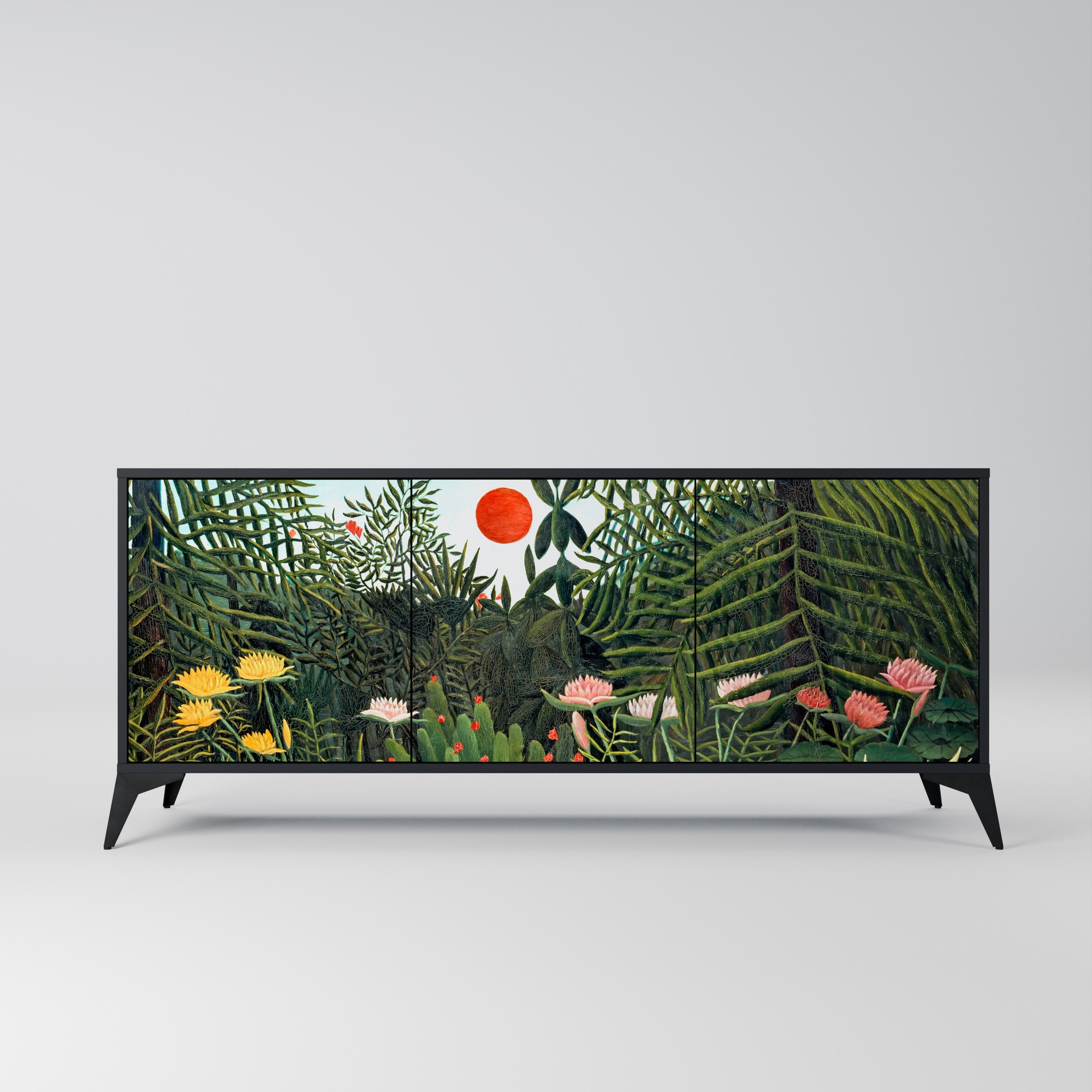 VIRGIN FOREST WITH SUNSET 3-Door Sideboard in Black Finish