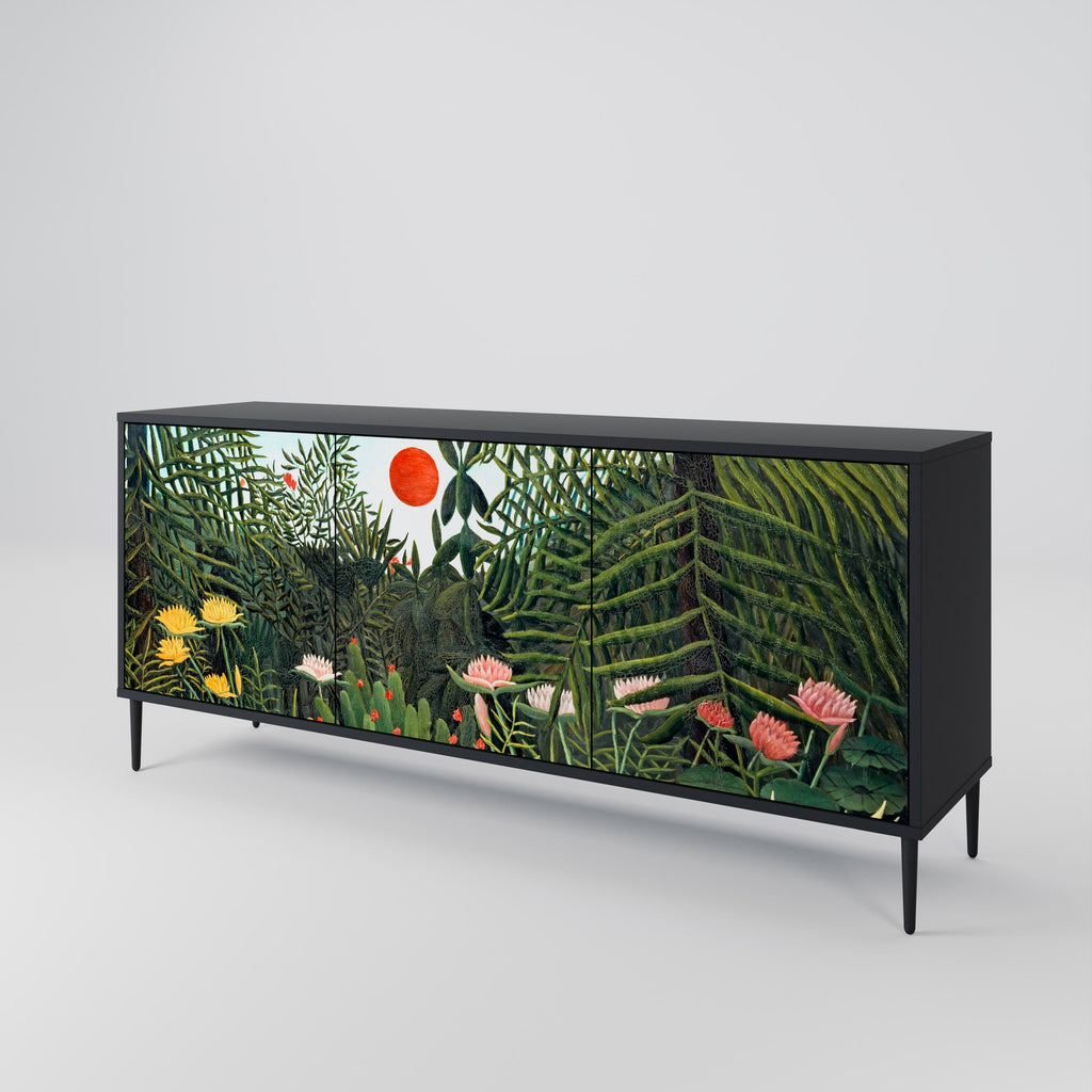 VIRGIN FOREST WITH SUNSET 3-Door Sideboard in Black Finish