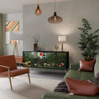 VIRGIN FOREST WITH SUNSET 3-Door Sideboard in Black Finish