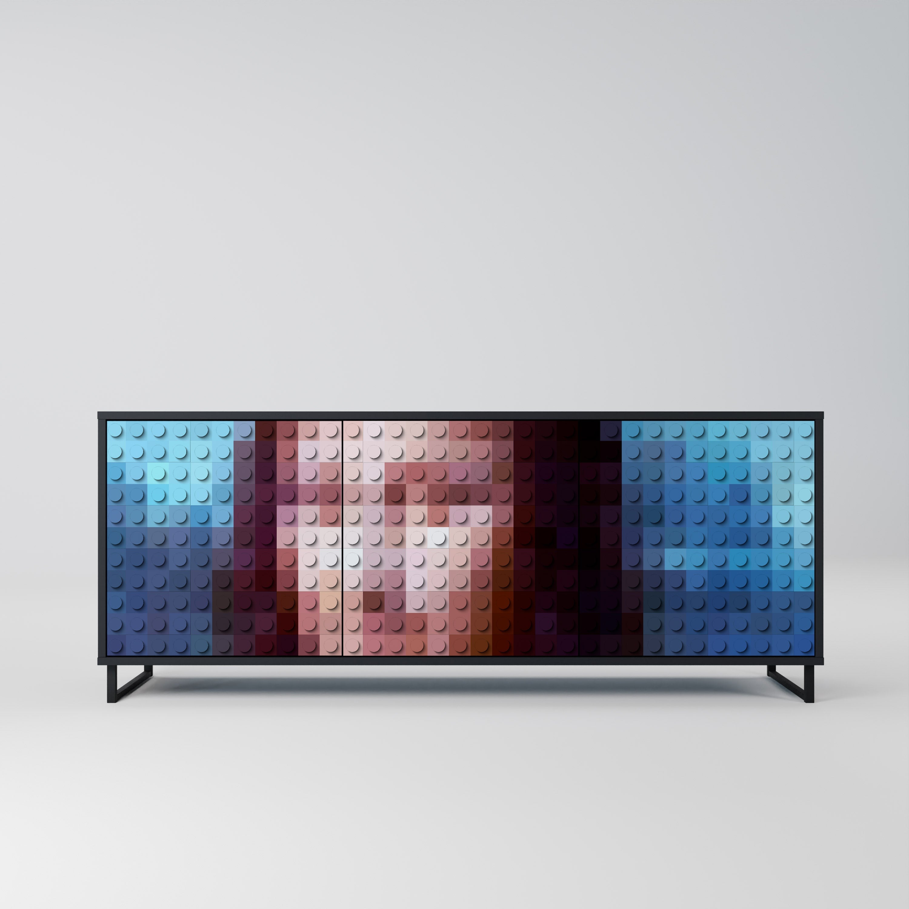 CONSTRUCTIVE ART 3-Door Sideboard in Black Finish