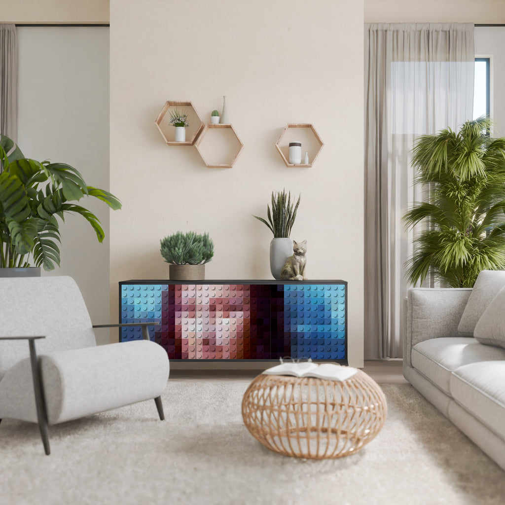 CONSTRUCTIVE ART 3-Door Sideboard in Black Finish