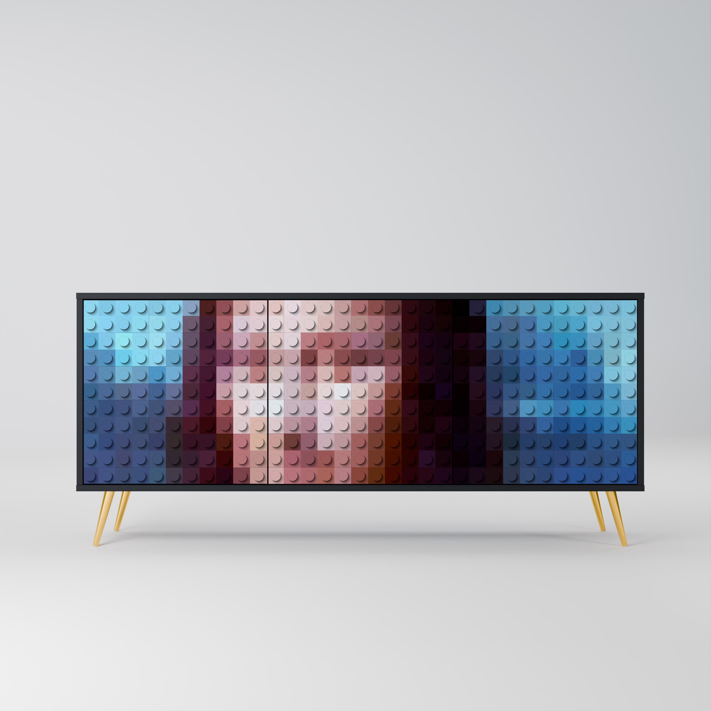 CONSTRUCTIVE ART 3-Door Sideboard in Black Finish