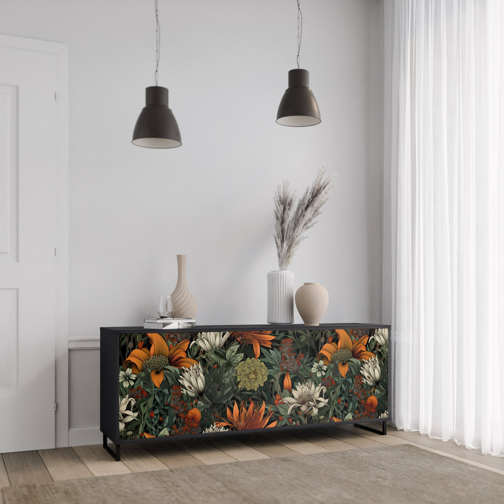 MIDNIGHT SPROUT 3-Door Sideboard in Black Finish