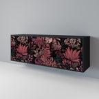 FLORAL WHISPER 3-Door Sideboard in Black Finish