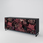 FLORAL WHISPER 3-Door Sideboard in Black Finish