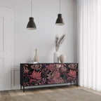 FLORAL WHISPER 3-Door Sideboard in Black Finish