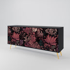 FLORAL WHISPER 3-Door Sideboard in Black Finish