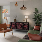 FLORAL WHISPER 3-Door Sideboard in Black Finish