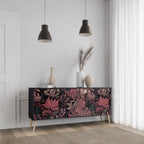 FLORAL WHISPER 3-Door Sideboard in Black Finish