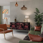 FLORAL WHISPER 3-Door Sideboard in Black Finish