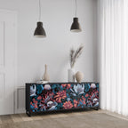 ETHEREAL BLOSSOMS Sideboard mit 3 Türen in Schwarz
