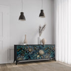 TWILIGHT BLOOM 3-Door Sideboard in Black Finish