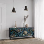 TWILIGHT BLOOM 3-Door Sideboard in Black Finish