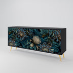TWILIGHT BLOOM 3-Door Sideboard in Black Finish