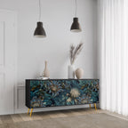 TWILIGHT BLOOM 3-Door Sideboard in Black Finish