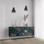TWILIGHT BLOOM 3-Door Sideboard in Black Finish