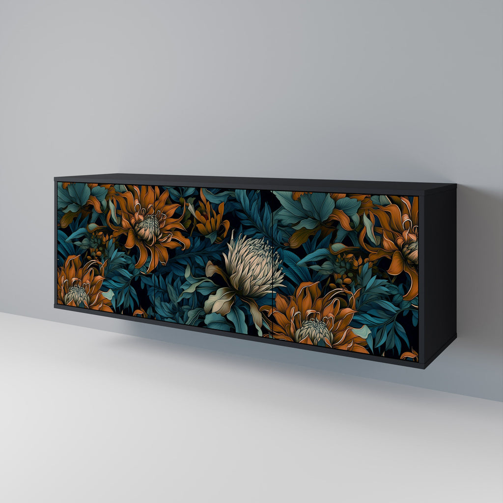 MORNING BLOOM Sideboard mit 3 Türen in Schwarz