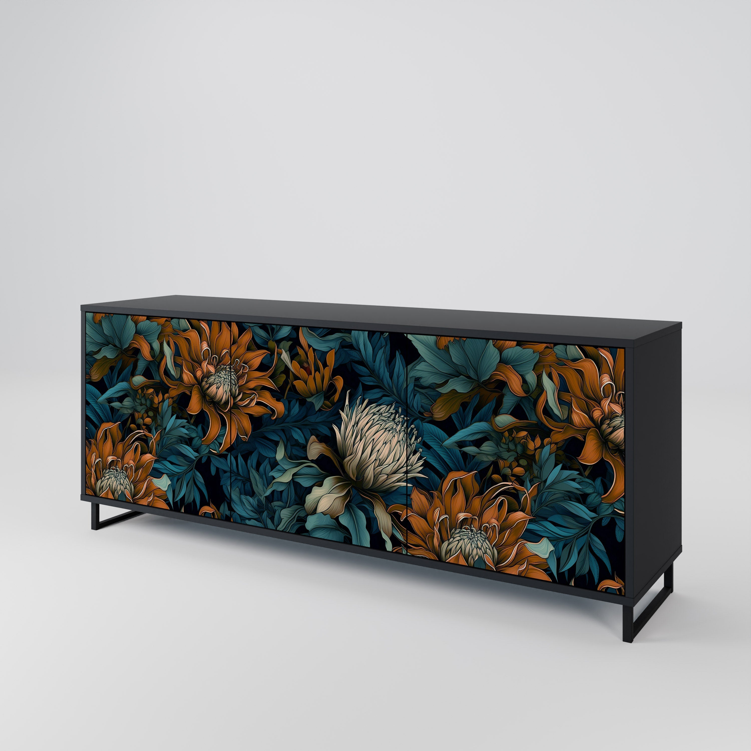 MORNING BLOOM Sideboard mit 3 Türen in Schwarz