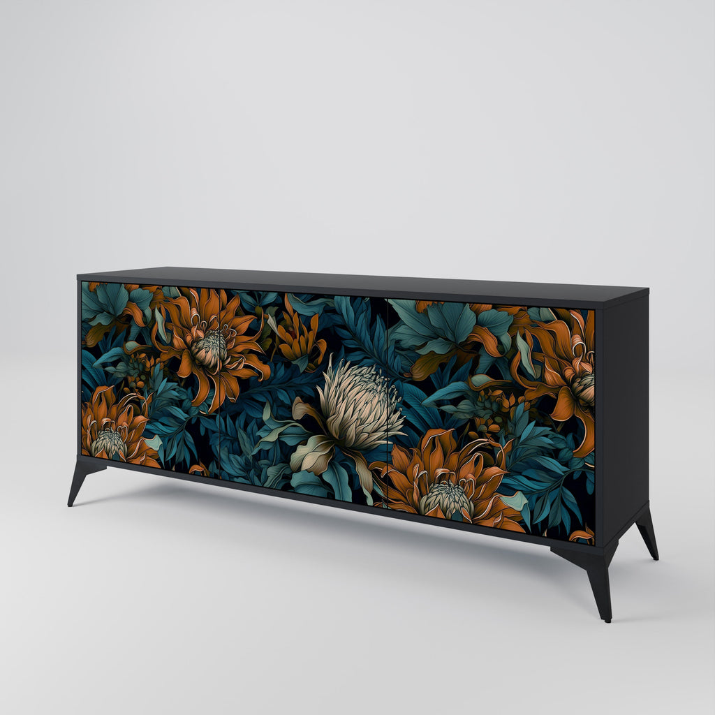 MORNING BLOOM Sideboard mit 3 Türen in Schwarz