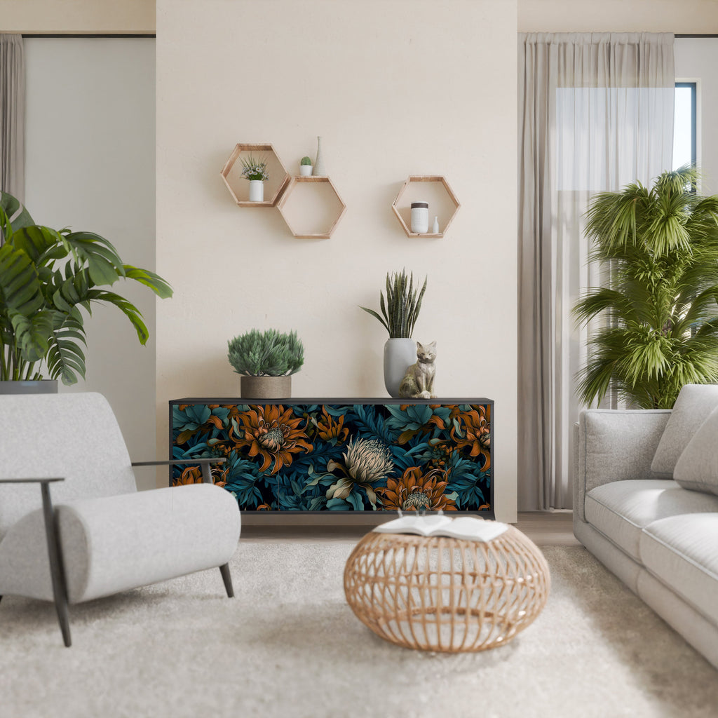 MORNING BLOOM Sideboard mit 3 Türen in Schwarz