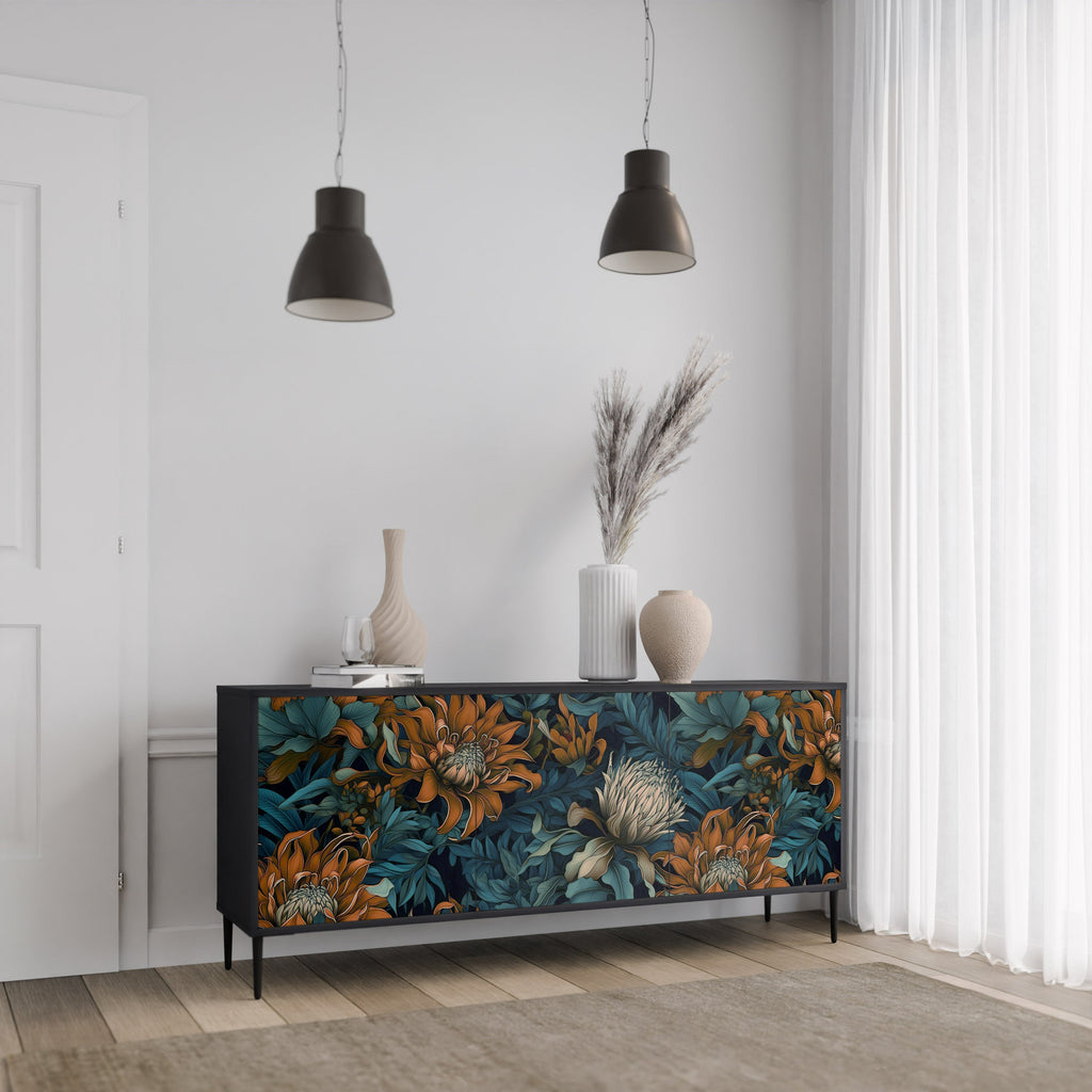 MORNING BLOOM Sideboard mit 3 Türen in Schwarz