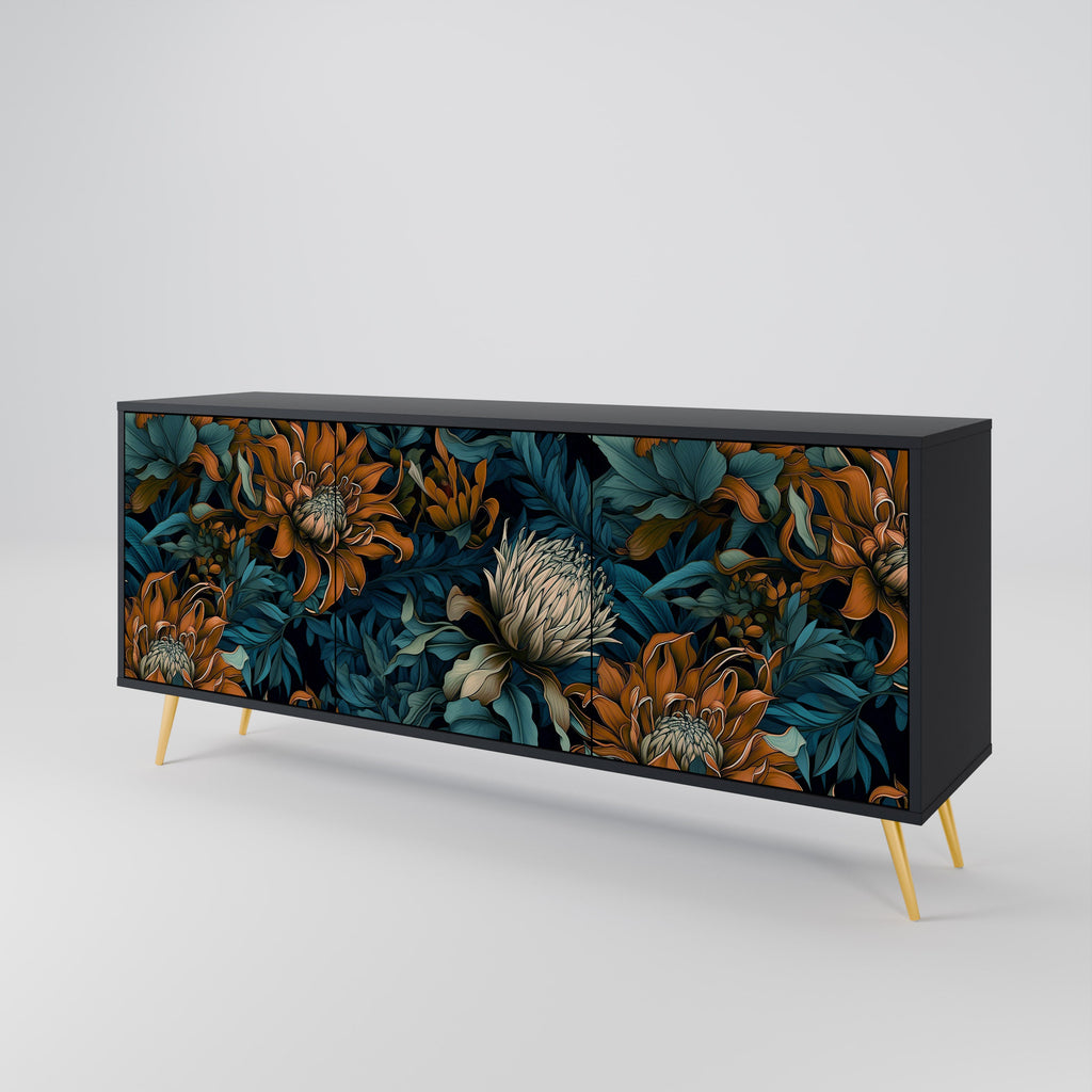 MORNING BLOOM Sideboard mit 3 Türen in Schwarz