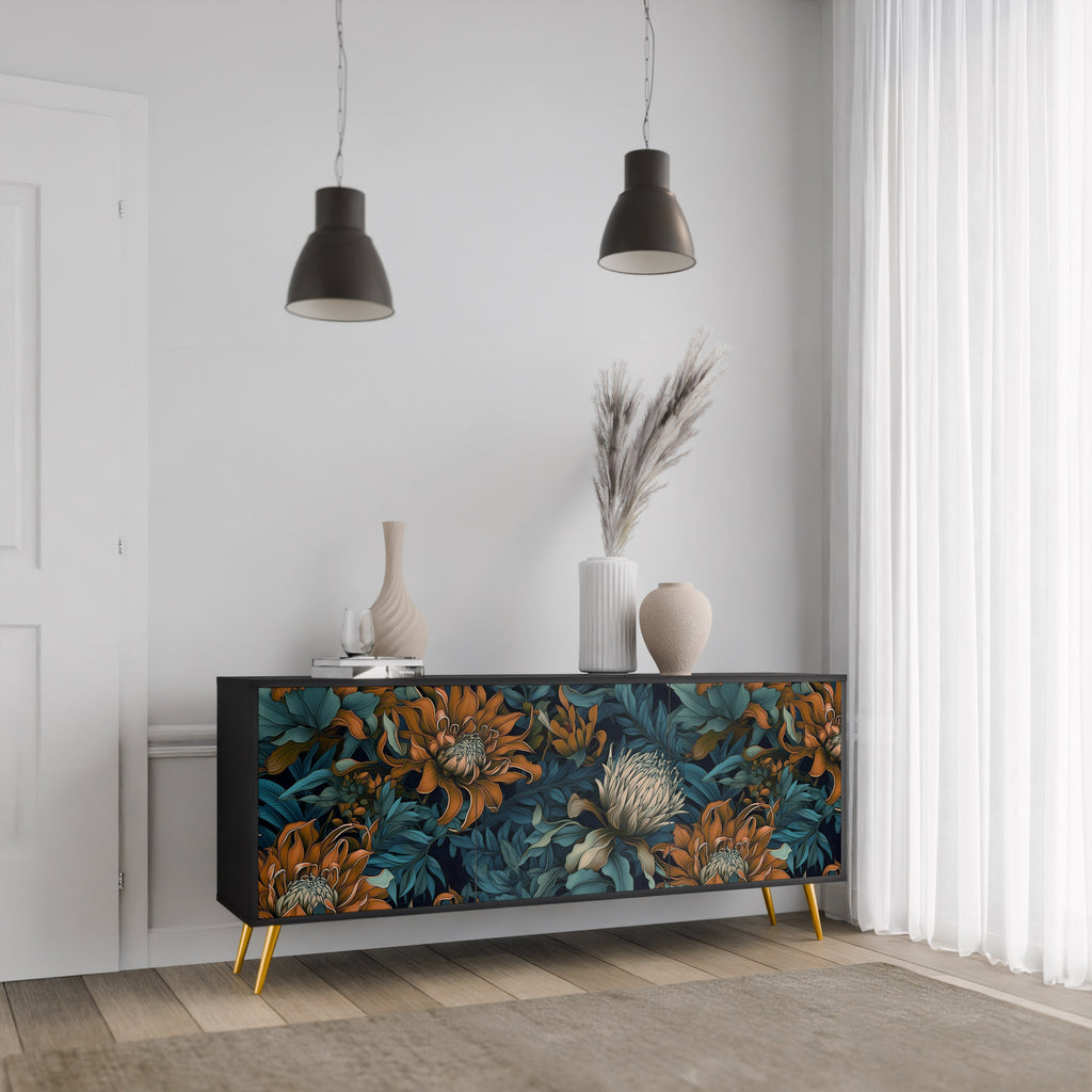 MORNING BLOOM Sideboard mit 3 Türen in Schwarz