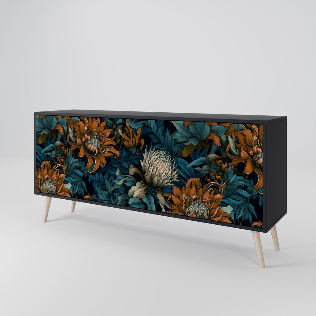 MORNING BLOOM Sideboard mit 3 Türen in Schwarz