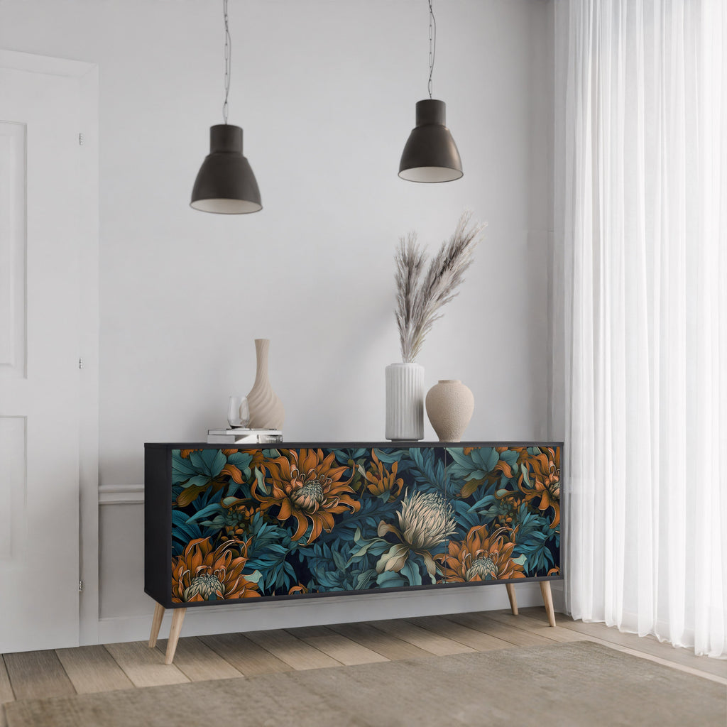 MORNING BLOOM Sideboard mit 3 Türen in Schwarz