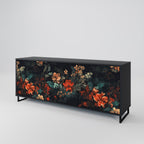 IMAGINARY BLOSSOM 3-Door Sideboard in Black Finish