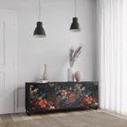IMAGINARY BLOSSOM 3-Door Sideboard in Black Finish