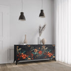 IMAGINARY BLOSSOM 3-Door Sideboard in Black Finish