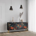 IMAGINARY BLOSSOM 3-Door Sideboard in Black Finish