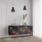 IMAGINARY BLOSSOM 3-Door Sideboard in Black Finish