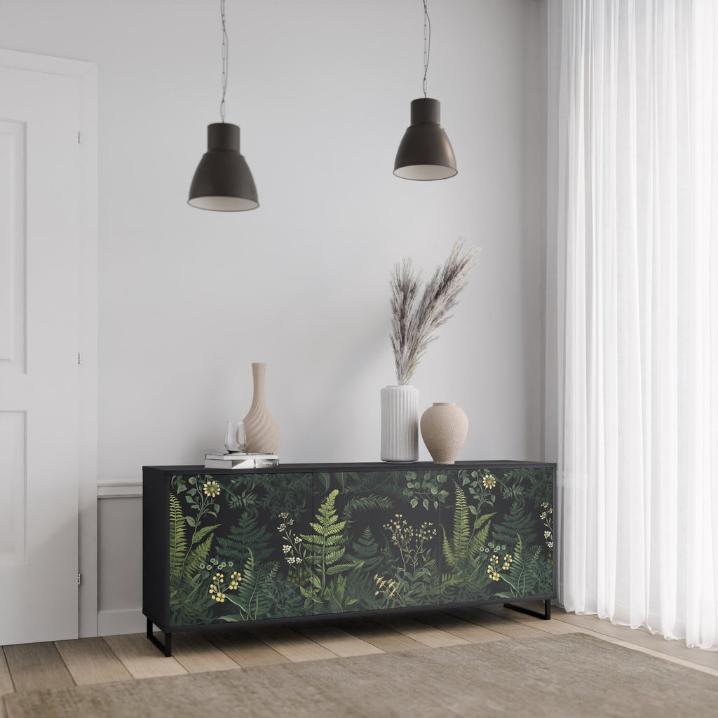 FERN FLOWERS Sideboard mit 3 Türen in Schwarz