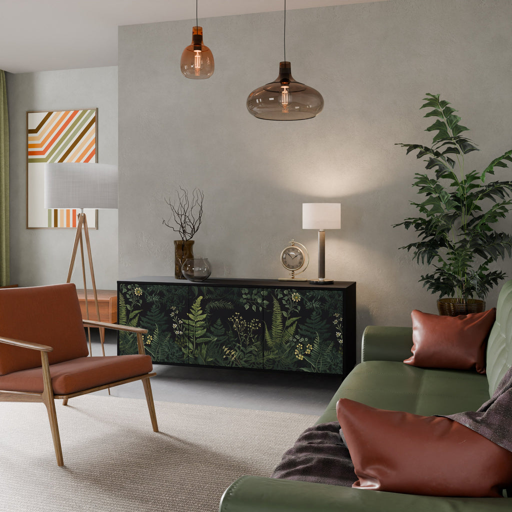 FERN FLOWERS Sideboard mit 3 Türen in Schwarz