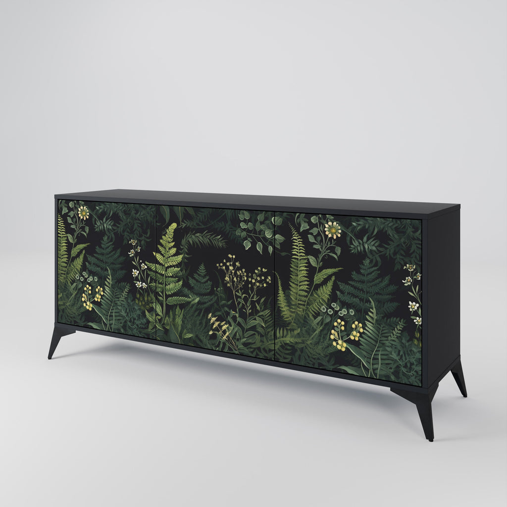 FERN FLOWERS Sideboard mit 3 Türen in Schwarz