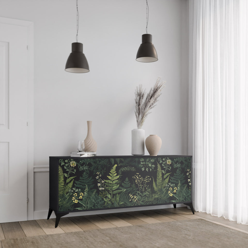 FERN FLOWERS Sideboard mit 3 Türen in Schwarz