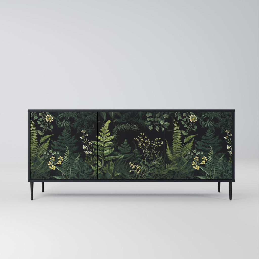 FERN FLOWERS Sideboard mit 3 Türen in Schwarz