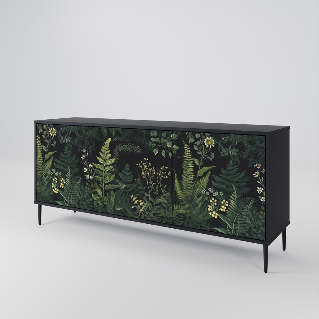 FERN FLOWERS Sideboard mit 3 Türen in Schwarz