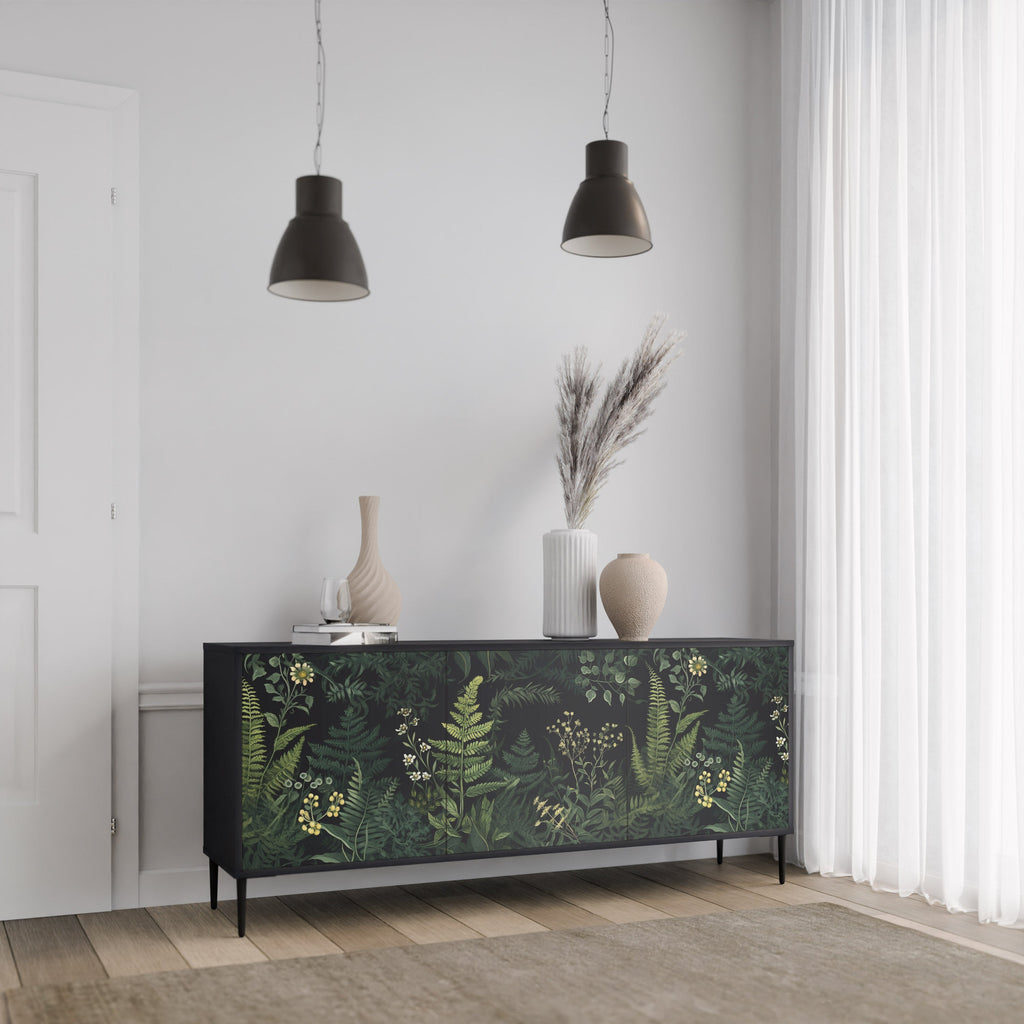 FERN FLOWERS Sideboard mit 3 Türen in Schwarz