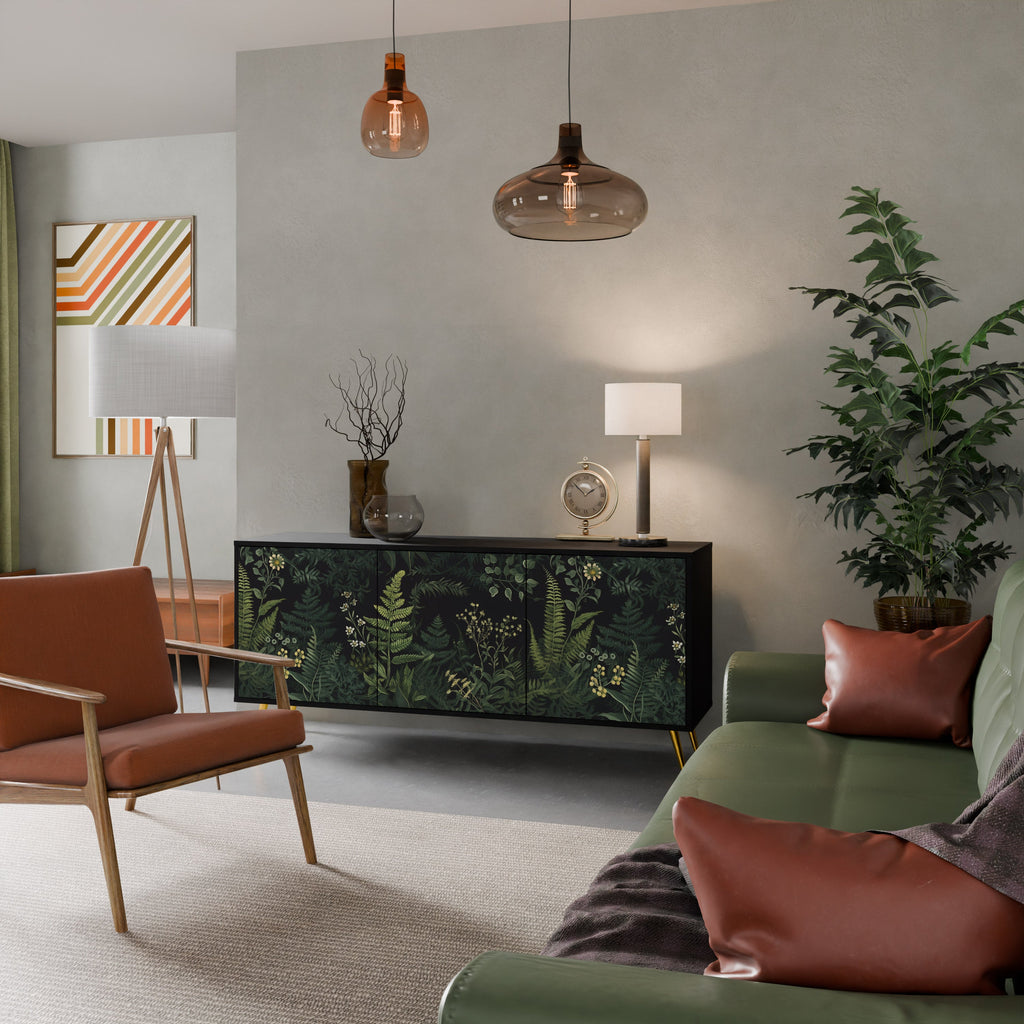 FERN FLOWERS Sideboard mit 3 Türen in Schwarz