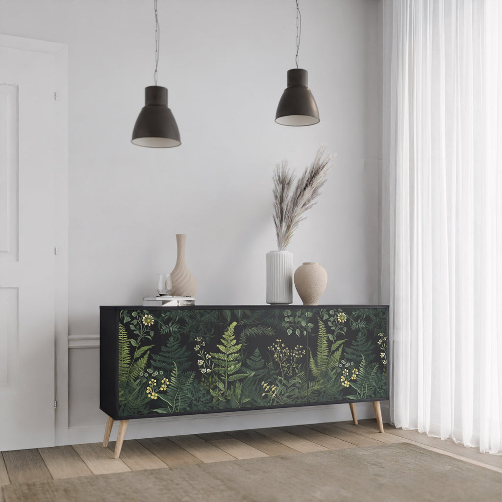 FERN FLOWERS Sideboard mit 3 Türen in Schwarz