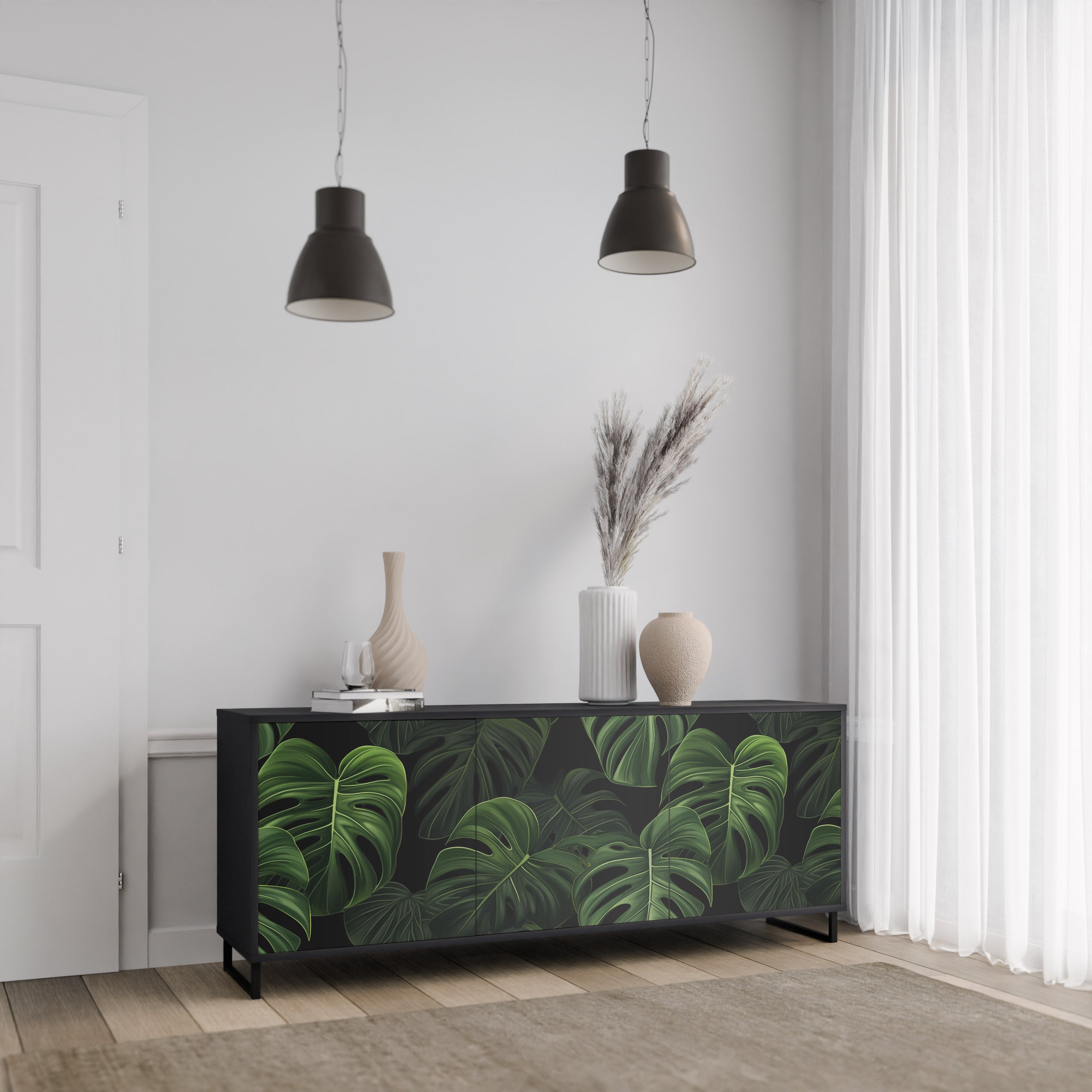INFINITE MONSTERA Sideboard mit 3 Türen in Schwarz