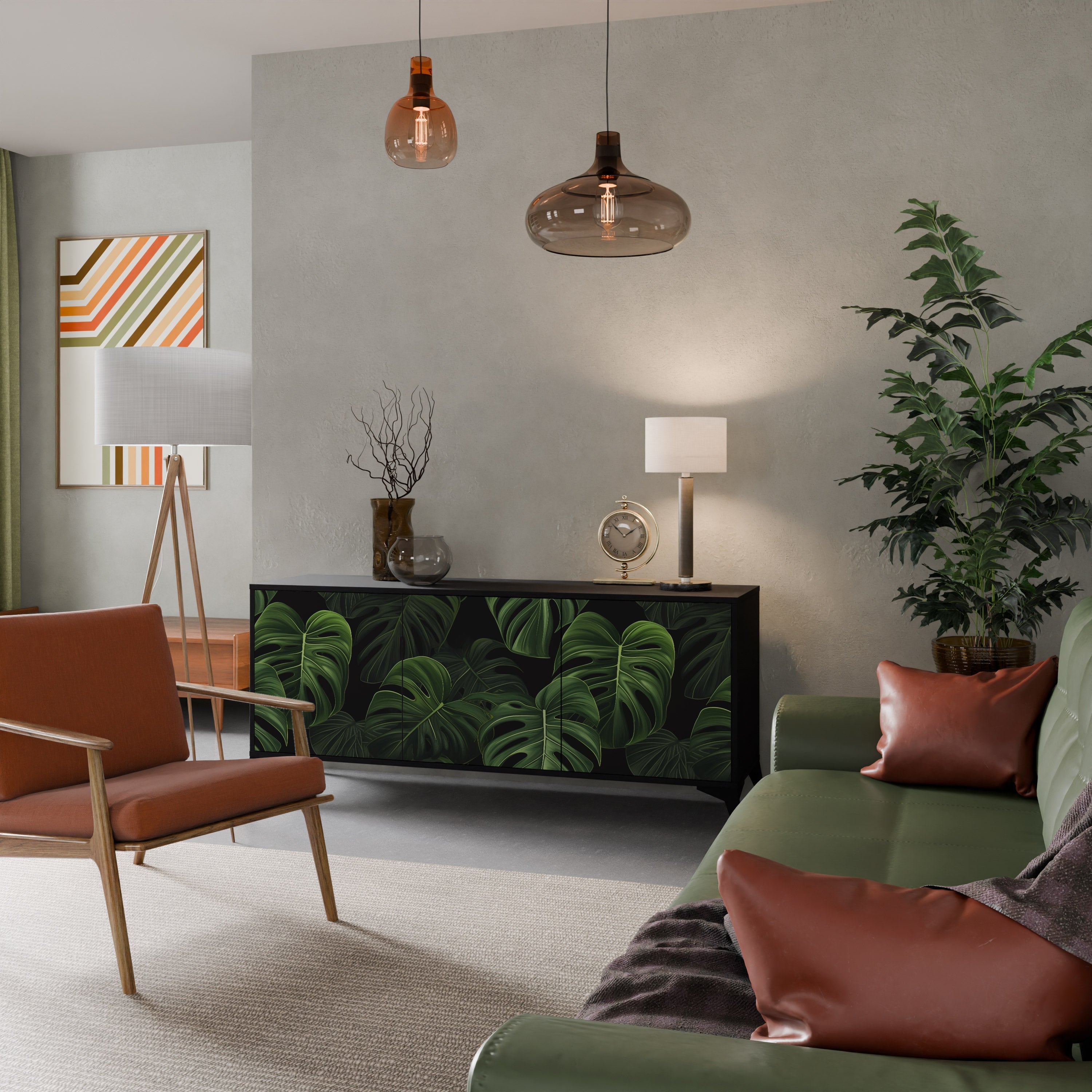 INFINITE MONSTERA Sideboard mit 3 Türen in Schwarz