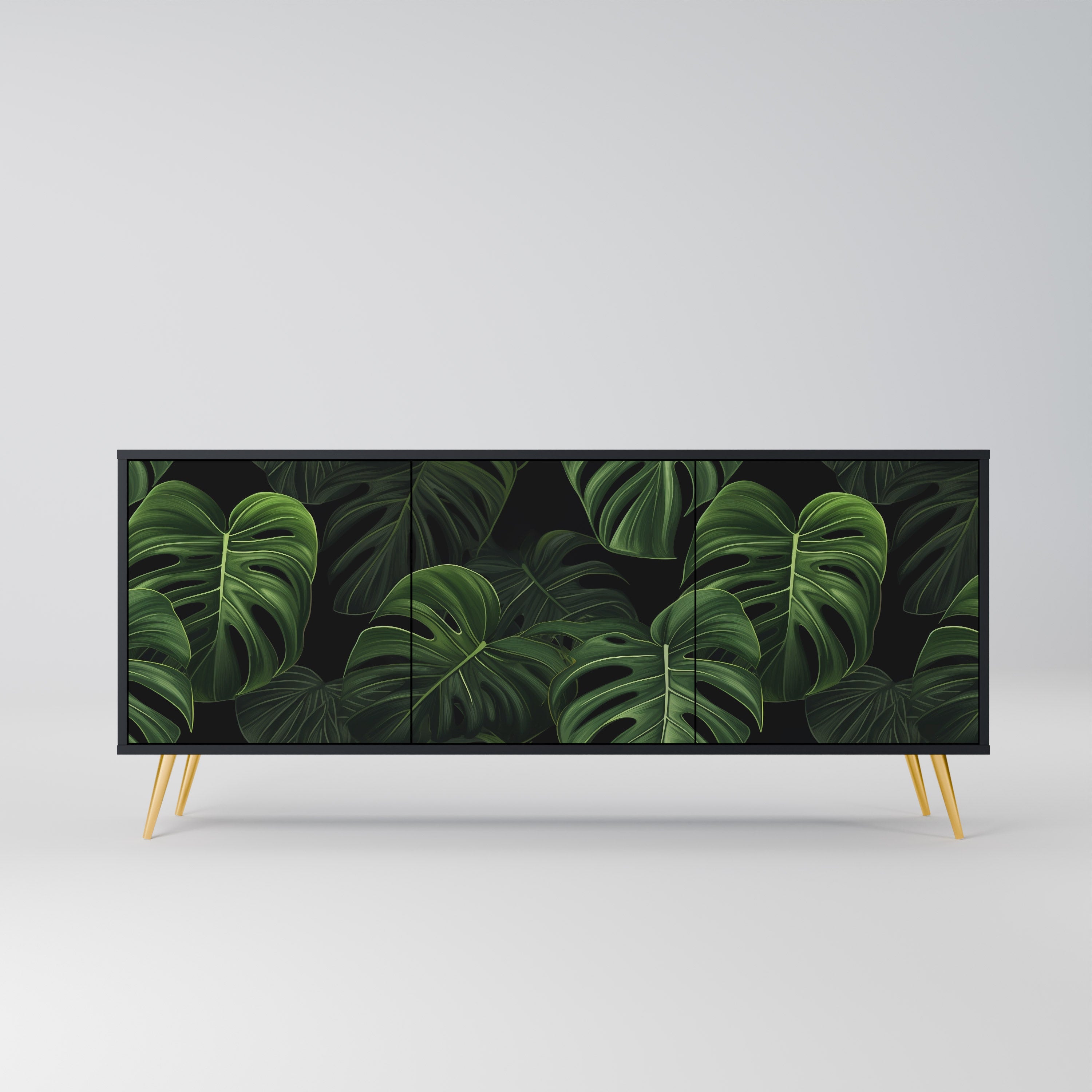 INFINITE MONSTERA 3-Door Sideboard in Black Finish