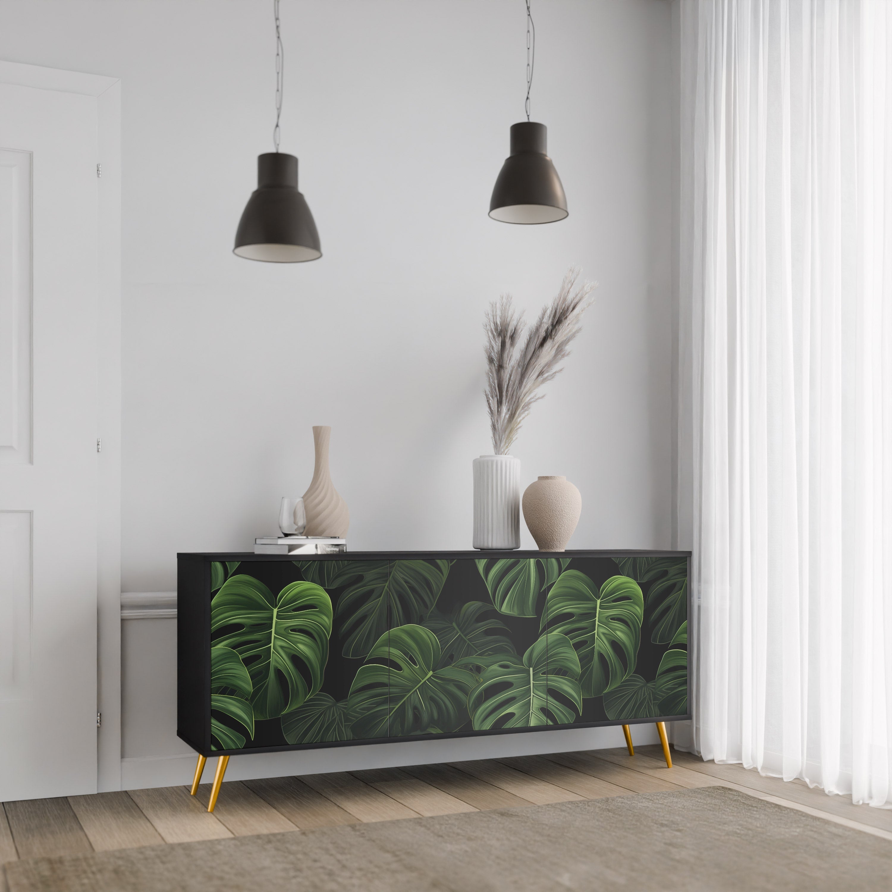 INFINITE MONSTERA Sideboard mit 3 Türen in Schwarz