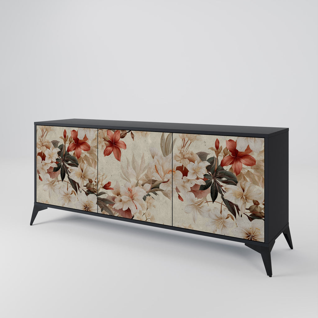 PETAL HARMONY 3-Door Sideboard in Black Finish